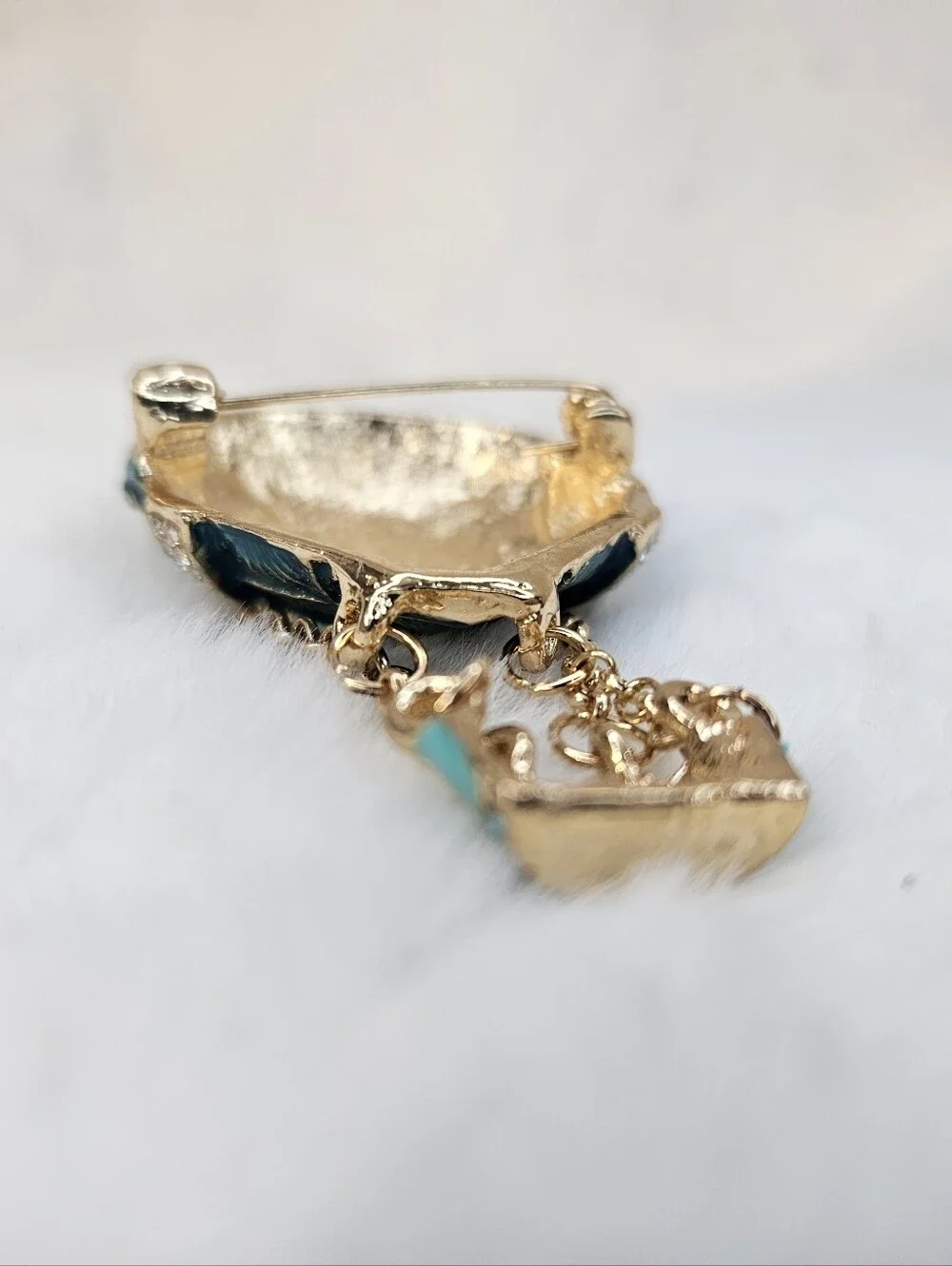 Gold & Teal Hot Air Balloon Brooch